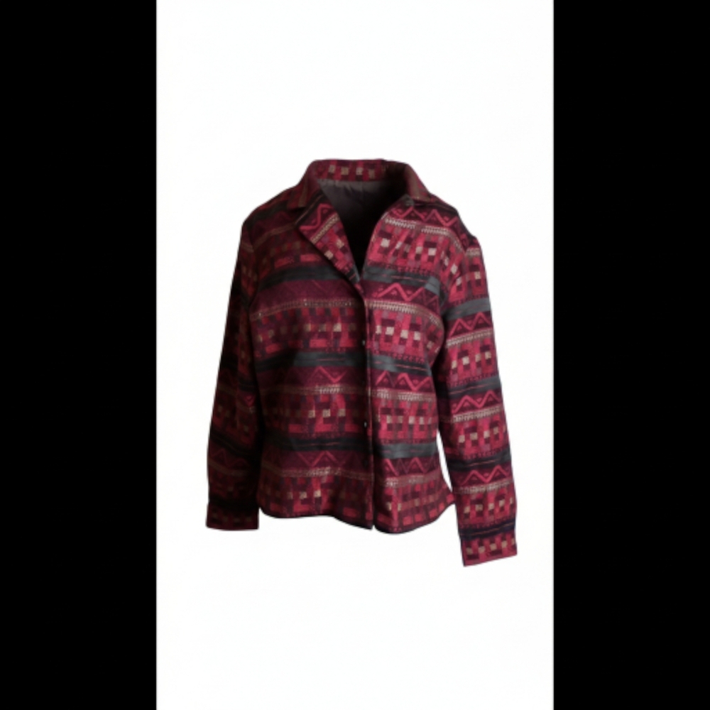 COLDWATER CREEK Chic Red Patterned BLAZER SIZE 16 - Picture 2 of 7
